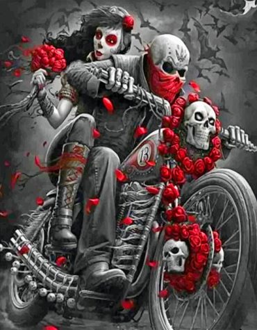 Motocross Skull Romance Paint By Numbers