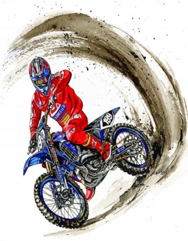 Blue Motorcycle Racing Paint By Numbers