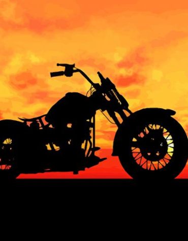Motorcycle Sunset Scene Paint By Numbers