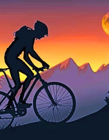 Mountain Biker Silhouette Sunset Paint By Numbers