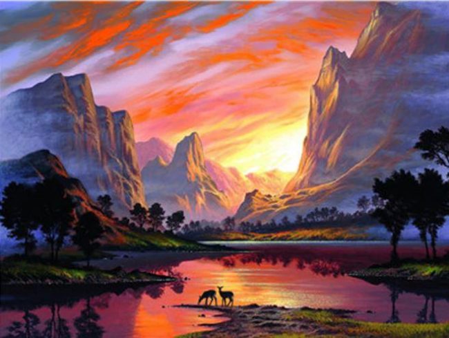 Mountain Sunset Landscape Paint By Numbers