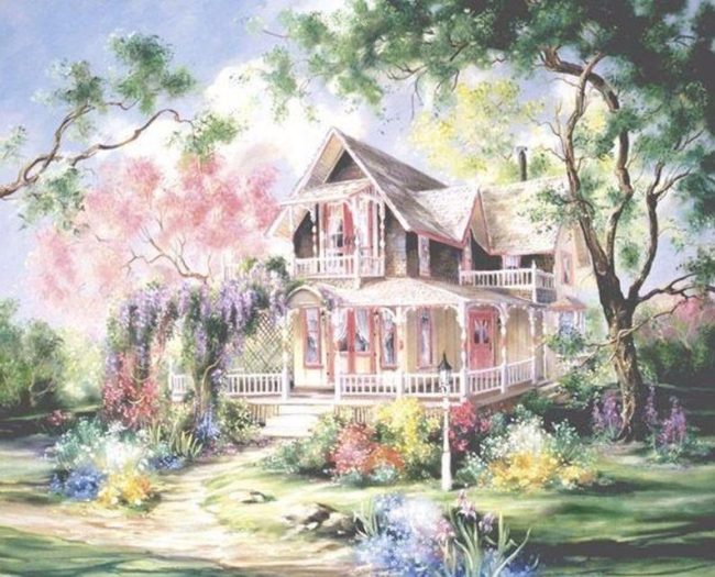 Mountain Villa Landscape Paint By Numbers