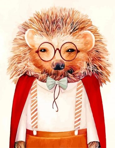 Hedgehog with Glasses Paint By Numbers