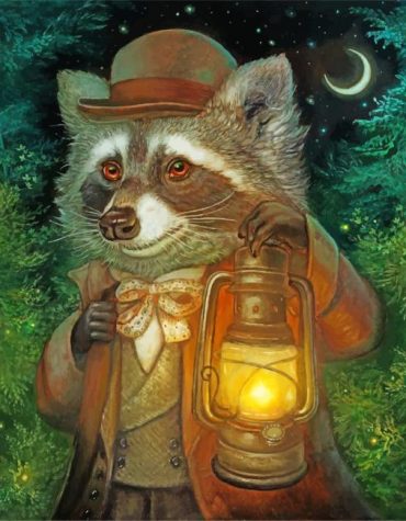 Mr Raccoon Lantern Adventures Paint By Numbers