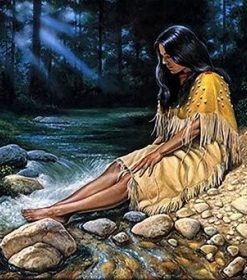 Native Woman on River Paint By Numbers