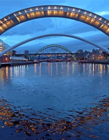 Newcastle Night Skyline Paint By Numbers