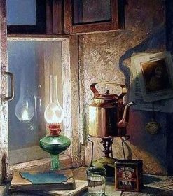 Vintage Oil Lamp Paint By Numbers
