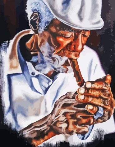 Old African Man with Cigar Paint By Numbers