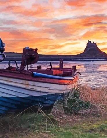 Old Boat Seascape Sunset Paint By Numbers