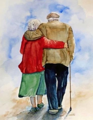 Romantic Old Couple Embrace Paint By Numbers
