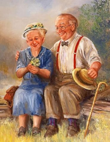 Romantic Old Couple Garden Paint By Numbers