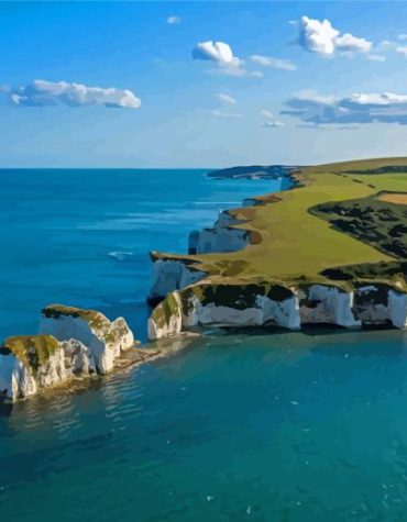 Old Harry Rocks Seascape Paint By Numbers