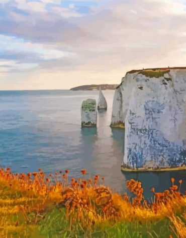 Old Harry Rocks Seascape Paint By Numbers
