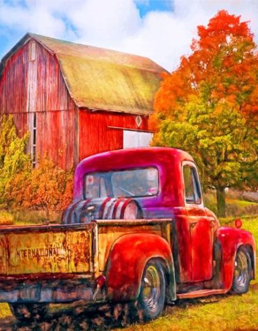 Red Pickup Truck Paint By Numbers
