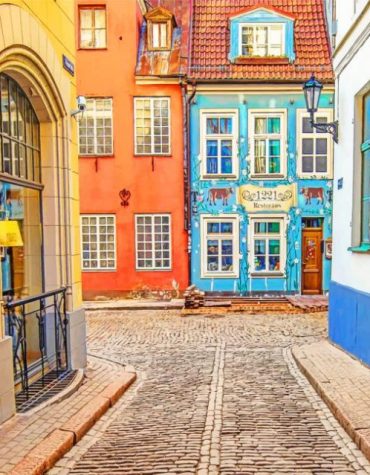 Historic Riga Nightscape Paint By Numbers