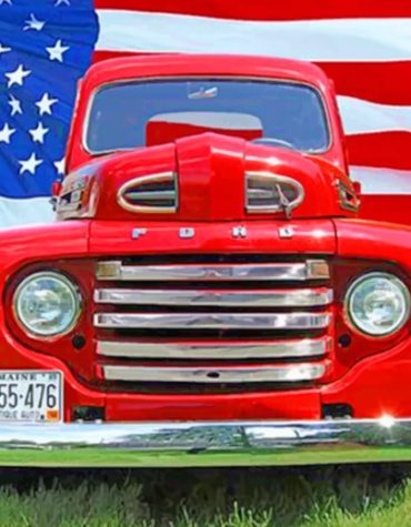 Red Truck and American Flag Paint By Numbers