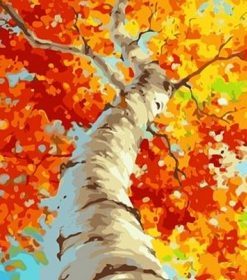 Orange Birch Trees Paint By Numbers