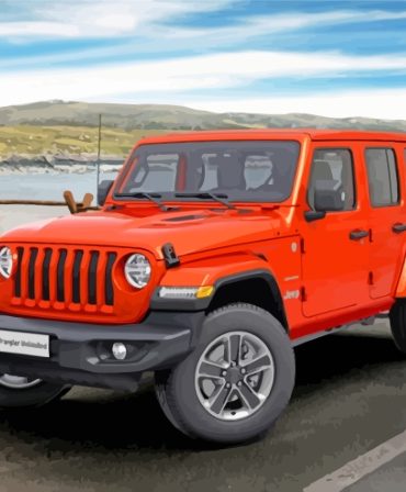 Orange Jeep Wrangler Adventure Paint By Numbers