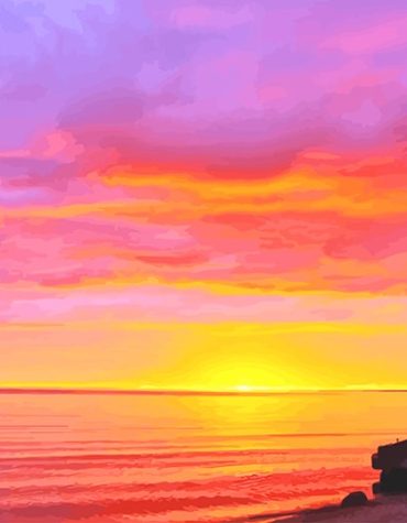 Orange Pink Beach View Paint By Numbers