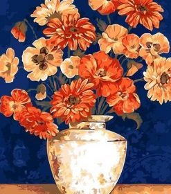 Orange Flowers Vase Paint By Numbers