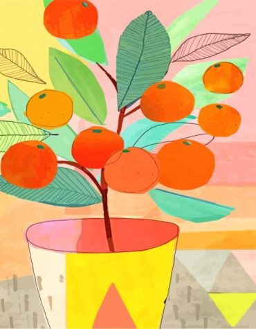 Orange Tree Pot Paint By Numbers