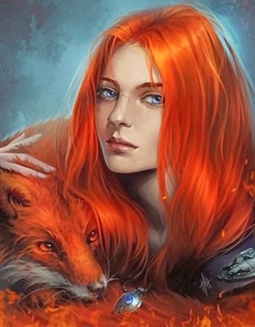 Orange Fox Woman Abstract Art Paint By Numbers