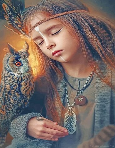 Native American Woman and Owl Paint By Numbers