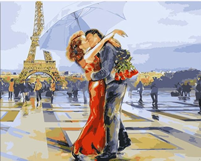 Romantic French Couple Paint By Numbers