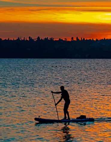 Paddleboarding Man Sunset Paint By Numbers