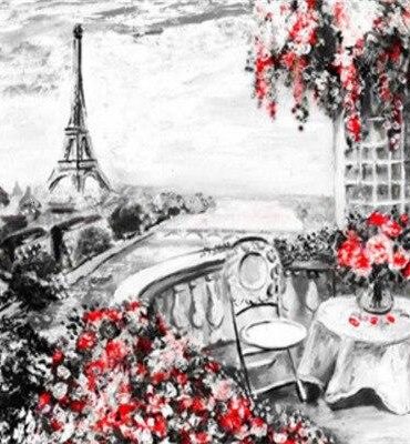 Paris Eiffel Tower Black and Red Paint By Numbers