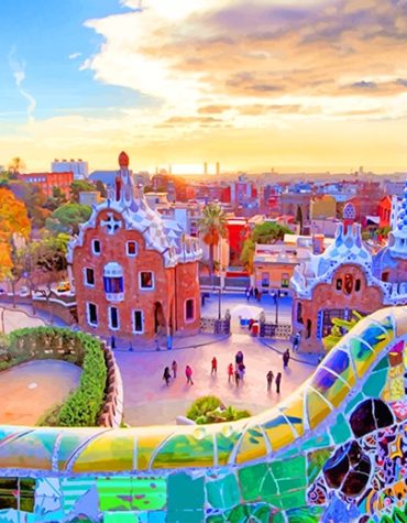 Park Guell Barcelona Skyline Paint By Numbers