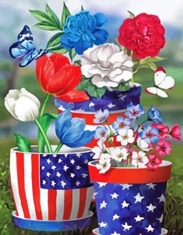 Patriotic American Garden Flag Paint By Numbers
