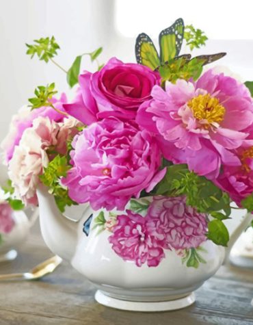 Peonies in a Teapot Paint By Numbers