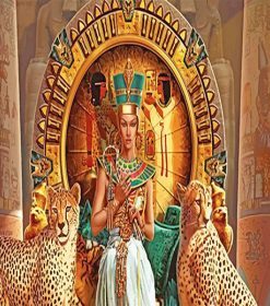 Majestic Pharaoh and Leopards Paint By Numbers