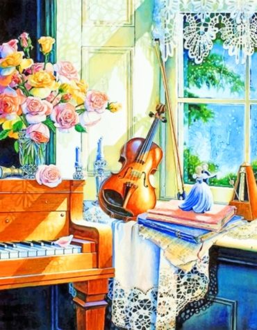 Piano and Violin Vintage Paint By Numbers