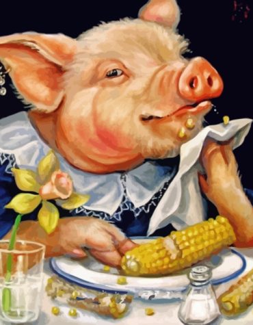 Adorable Pig Eating Corn Paint By Numbers