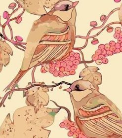 Pink Bird and Flowers Paint By Numbers
