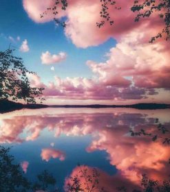 Pink Landscape Lake Paint By Numbers