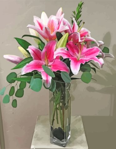 Pink Lilies Blooming Paint By Numbers