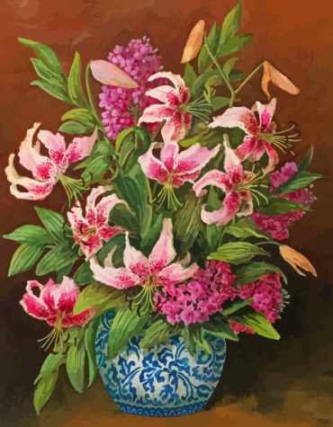Pink Lilies Still Life Paint By Numbers
