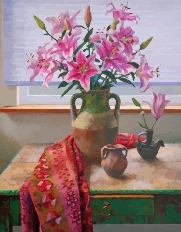 Pink Lilies Vase Bloom Paint By Numbers