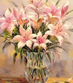 Pink Lilies Flower Paint By Numbers
