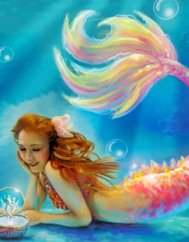Pink Mermaid Ocean Scene Paint By Numbers