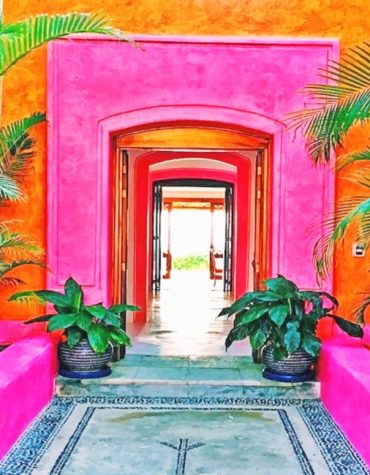 Pink Mexican Cityscapes Paint By Numbers