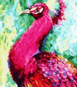 Pink Peacock Painting Guide Paint By Numbers
