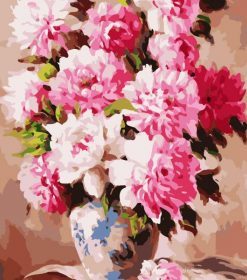 Pink Peonies Flowers Vase Paint By Numbers