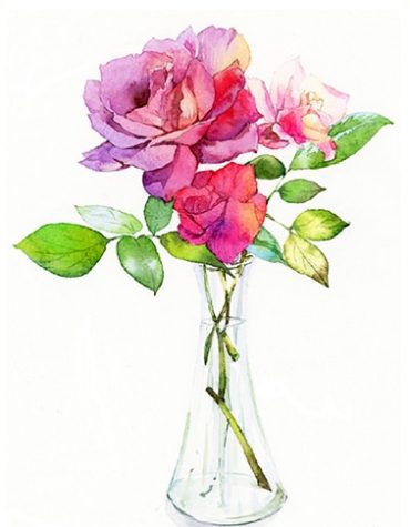 Pink Peony and Roses Vase Paint By Numbers