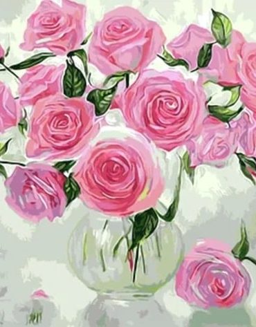 Pink Peony and Roses Paint By Numbers