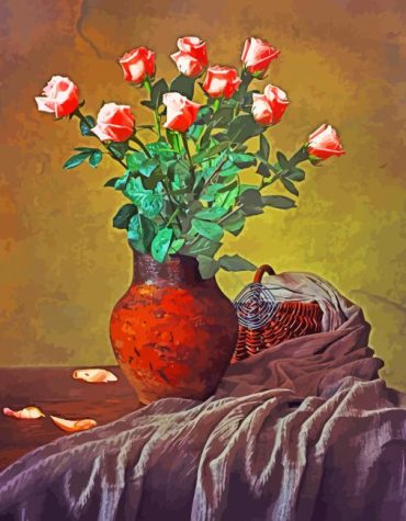 Pink Roses Still Life Paint By Numbers