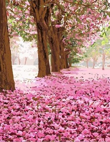Pink Nature Scenery Paint By Numbers